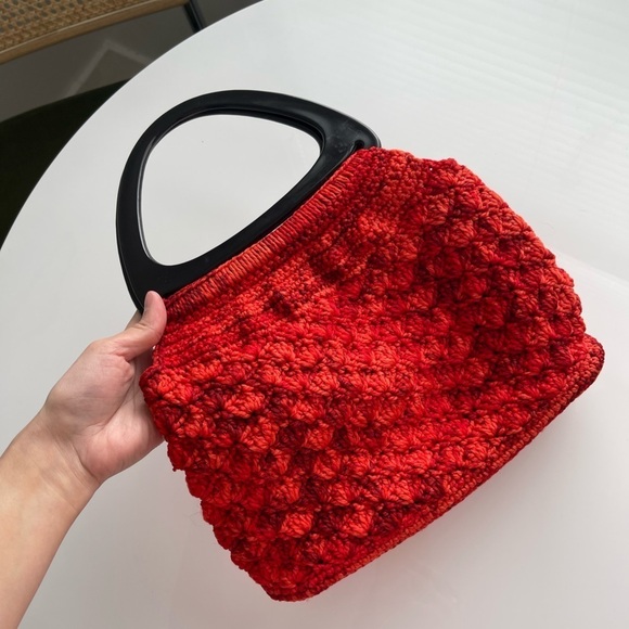 Vintage 70s Crochet Knitted Handbag Purse - Picture 4 of 10